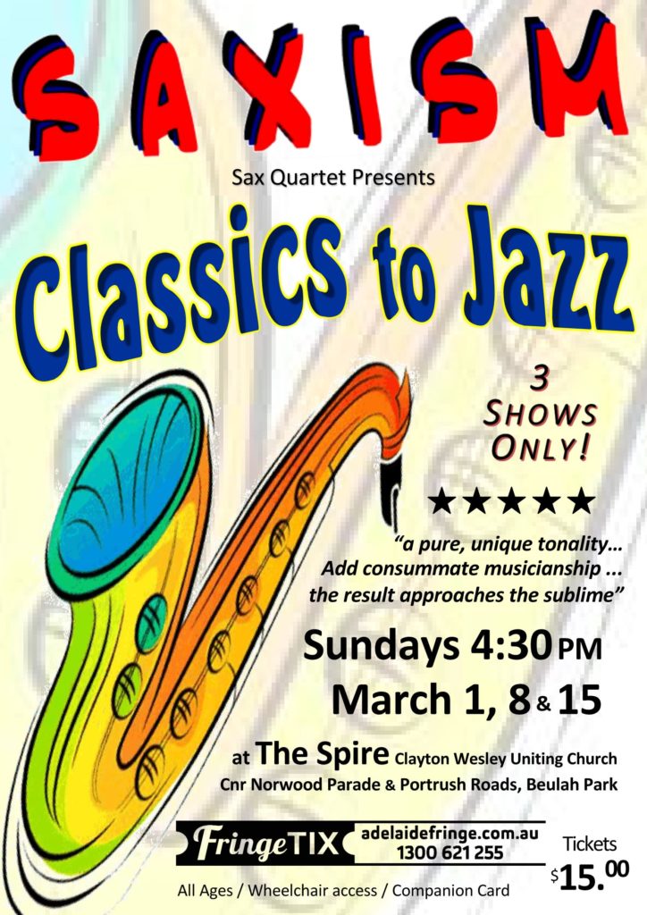 SAXISM Poster Adelaide Fringe 2020